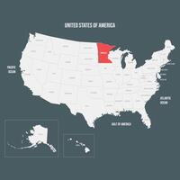 Red Map of Minnesota vector