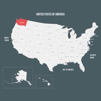 Red Map of Washington vector