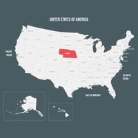 Red Map of Nebraska vector