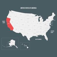 Red Map of California vector
