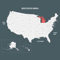 Red Map of Michigan vector