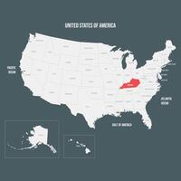 Red Map of Kentucky vector