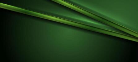 Green abstract background with smooth glossy stripes vector