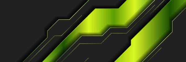 Bright green and black glossy abstract geometric tech background vector
