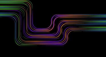 Colorful neon lines abstract geometric tech background vector