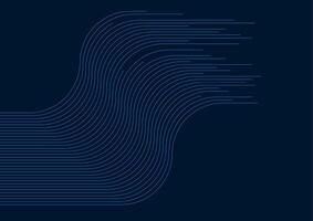 Dark blue curved geometric lines tech abstract background vector