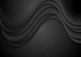Black smooth waves abstract background vector
