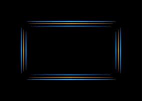 Abstract blue orange neon rectangle frame abstract background vector