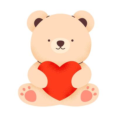 Cute cartoon teddy bear, with elements for Valentine's Day