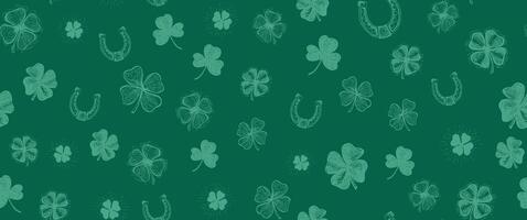 Patricks Day, clover pattern. Hand drawn illustrations vector