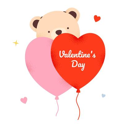 Cute bear, with elements for Valentine's Day