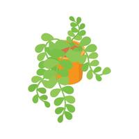 A vibrant green houseplant in a pot, presented in an isometric style. ,', vector