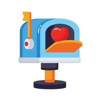 A cartoon style icon of a mailbox with a heart inside.. vector