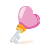 A key with a heart shaped top, symbolizing unlocking love and affection.. vector
