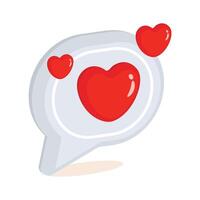 A speech bubble with a red heart, symbolizing love chats and romantic conversations.. vector