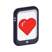 A heart displayed on a tablet screen symbolizing love and connection. vector