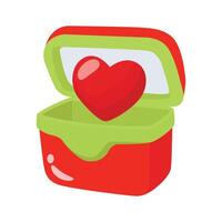 A Red Container Holds a Heart, Representing Love and Generosity. vector