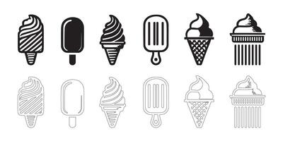 Two black and white ice cream cone illustrations with lemon slices. vector