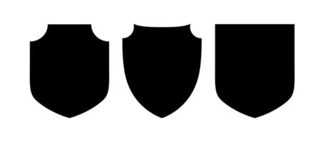 Shield icons set on black and white colour vector