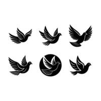 Elegant Dove Icon and Linocut Silhouette Design vector