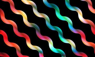 bright color line wave abstract diagonal stripes design wallpaper black background. shiny lines pattern. vector