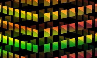Abstract geometric cubes in vertical perspective yellow squares black background. vector