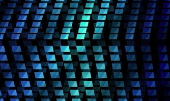 Abstract geometric cubes in horizontal perspective shiny blue squares black background. vector