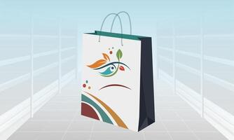 a shopping bag with a colorful design on it vector