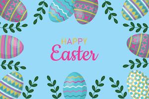 Easter poster and banner template with Easter eggs. vector