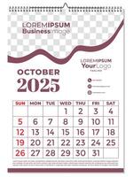 Modern Minimalist Business Calendar Design October 2025 with Professional Layout vector