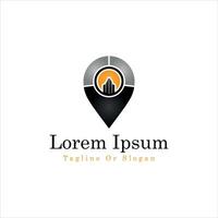 Modern Location Pin Logo with Skyline and Gradient Effect vector