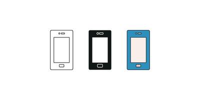 Modern Smartphone Icon Set in Outline, Solid, and Colored Styles vector