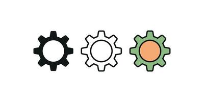 Modern Settings Gear Icon With Three Variations For UI And Applications vector