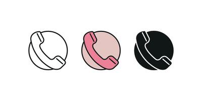 Modern Call Icon Set in Outline, Colored, and Solid Styles vector