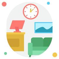 Modern Workspace with Clock and Furniture vector