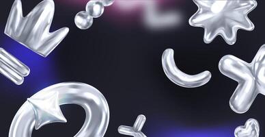 Abstract Metallic Shapes on Dark Gradient Background vector