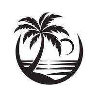 a palm tree and the ocean in a circle vector