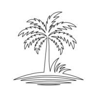 palm tree outline icon drawing on white background vector
