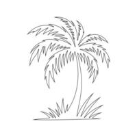 palm tree outline drawing on white background vector