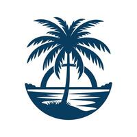 a palm tree with a sunset in the background vector