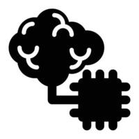 Artificial Intelligence, Neural Network Glyph Solid Icon vector
