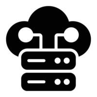 Cloud Database, Cloud Storage Glyph Solid Icon vector