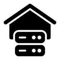 Data Warehouse, Data Storage Glyph Solid Icon vector