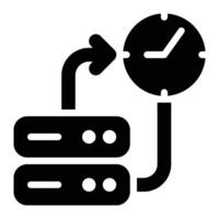Real-Time, Database Processing Glyph Solid Icon vector