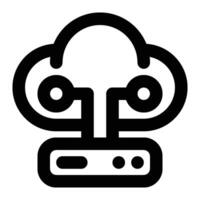 Cloud Database, Cloud Storage Outline Icon vector