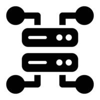 Centralized Database, Data Sharing Glyph Solid Icon vector