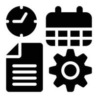 Scheduling Data, Automation Glyph Solid Icon vector