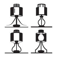 Four Modern Table Lamp Designs in Simple Line Art vector