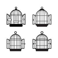 Set of cage with birds vector