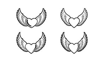 Four winged heart designs, perfect for graphic design projects. vector